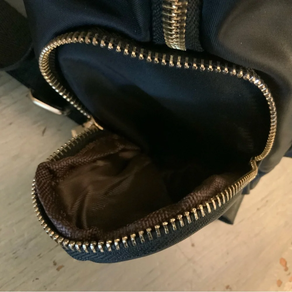Black Satin Faux‎ Leather Backpack Bag Purse 8x13x4 Like New